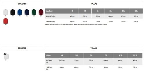 COLORES-TALLA ADULTO