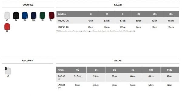 COLORES-TALLA ADULTO